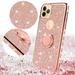 for Apple iPhone 11 Pro (5.8inch) Ring Selfie TPU Glitter Soft Crystal Skin Case Phone Case Bounce Corner Edge Shockproof Slip Guard Scratch Shield Grip Wrap Slim Cover (Rose Gold)