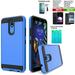 Phone Case For LG K40 / AT&T PREPAID LG Xpression Plus 2 Case / LG Solo Case / LG Harmony 3 Case /Dual-Layered Brush Cover (Slim Blue +Tempered Glass + Free L-Blue Card Holder stand)