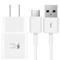 Samsung Adaptive Fast Charging USB Wall Charger + USB-C Type C Cable Data Sync Cord for Galaxy S8/S8+ S9/S9+ S10/S10+ S10e Note 8/9/10 Lg G5/G6/G7 V20/30/40 Android and other USB-C Device