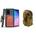 Bemz Armor Samsung Galaxy S20+ Plus 6.7 inch Case Bundle: Heavy Duty Rugged Holster Combo Protection Cover with 600D Waterproof Nylon Material Storage Pouch - (Vintage American Flag/Khaki)