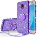 For Samsung Galaxy J3 2018 Galaxy J3 Star Express Prime 3 Amp Prime 3 Case Cute Glitter Bling Diamond Bumper Ring Stand Phone Case Kickstand Sparkly Clear Thin Soft Case for Girls Women - Purple