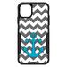 DistinctInk Custom SKIN / DECAL compatible with OtterBox Commuter for iPhone 11 (6.1 Screen) - Grey White Chevron Teal Anchor - Nautical Chevron Anchor Design