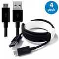 4x Afflux 3FT Micro USB Adaptive Fast Charging Cable Cord For Samsung Galaxy S3 S4 S6 S7 Edge Note 2 4 5 Grand Prime LG G3 G4 Stylo HTC M7 M8 M9 Desire 626 OnePlus 1 2 Nexus 5 6 Nokia Lumia Black