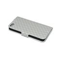 Apple iPhone 5 5S Hybrid Case - Checkered Plaid Leather Folio Design White