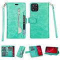 iPhone 11 Pro Max 6.5 inch Wallet Case Dteck 9 Card Slots Premium Leather Zipper Purse case Flip Kickstand Folio Magnetic with Wrist Strap Credit Cash Cover For Apple iPhone 11 Pro Max Mint