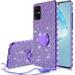 Compatible for Samsung Galaxy S20 Plus Case SOGA Glitter Diamond Rhinestone TPU Phone Cover with Ring Stand and Lanyard Girls Women Cover (Purple)