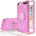 iPhone 7 Plus Case iPhone 8 Plus Case w/[Temper Glass] Glitter Cute Phone Case Kickstand Bling Diamond Rhinestone Bumper Ring Stand Protective iPhone 7 Plus/ 8 Plus Case Clear Girl Women - Hot Pink