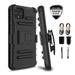 Value Pack and for Google Pixel 4XL Temper Glass and Swivel Hybrid Shockproof Case Phone Case Belt Clip Holster Double Kickstands Hybrid Shock Armor Bumper Cover (Black)