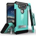 MINT/BLACK TRI-SHIELD RUGGED CASE COVER with MAGNETIC KICKSTAND + BELT CLIP HOLSTER + LANYARD STRAP FOR LG V20 PHONE (VS995 LS997 H918 US996 6505A H990 F800)