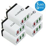 5-Pack USB Wall Charger AFFLUX 7.2A 3-Port Fast Charging USB Wall Charger Universal Power Adapter Qualcomm 3.0 Quick Charge For Cell Phone Samsung Note 8 9 Galaxy S8 S9 S9+ iPhone 7 8 X XR Xs Max