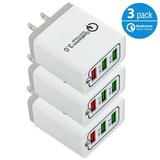 3-Pack USB Wall Charger AFFLUX 7.2A 3-Port Fast Charging USB Wall Charger Universal Power Adapter Qualcomm 3.0 Quick Charge For Cell Phone Samsung Note 8 9 Galaxy S8 S9 S9+ iPhone 7 8 X XR Xs Max