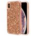 Kaleidio Case For Apple iPhone XS Max (6.5 ) [Diamond Armor] 2-Piece Dual Layer [Shockproof] Crystal Hybrid Impact Cover w/ Overbrawn Prying Tool [Rose Gold/Rose Gold]