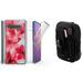 Beyond Cell Tri Max Series Compatible with Samsung Galaxy S10 with Slim Full Body Self Healing Screen Protector Case (Hot Pink Flowers) Travel Pouch and Atom Cloth