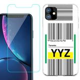 For Apple iPhone 11 Case Slim-Fit TPU Protective Phone Case with Tempered Glass Screen Protector by OneToughShield Â® - Airport Tag / Toronto