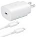 Samsung 25W USB-C PD Super Fast Charging Wall Charger AC Home Power Adapter Travel Plug for Samsung Galaxy S22 S22+ S22 Ultra S21 S21 Ultra 5G S20 S10 / Note20 Note10 - White