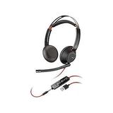 Poly - Blackwire 5220 USB-A Headset (Plantronics) - Wired Dual Ear (Stereo) Computer Headset with Boom Mic - USB-A 3.5 mm to connect to your PC Mac Tablet and/or Cell Phone