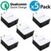 5-Pack FREEDOMTECH 3.0 Quick Charge Certified 18W Fast Rapid USB Wall Charger Adapter For Apple iPhone X iPhone 8 Plus Samsung Galaxy S8 S9+ Plus Note 9 Note 8 Galaxy S7 Edge LG G7 Google Pixel 2 XL