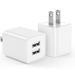 USB Charger 12W Dual 2-Port 2.4 Amp Wall Charger USB Plug Charger Wall Plug Power Adapter Fast Charging Cube Compatible Apple iPhone iPad Samsung Galaxy Pixel Note HTC LG & More (White) 2-Pack