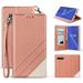 for 6.1 Samsung Galaxy S10 Lite Luxury Infolio C Type Hybrid Grip Anti-Slip Dust Debris Protection Shock Absorption Foldable Landscape Mode Leather Strap Credit Card Slot Wallet Case [RoseWhite]