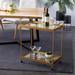 Gold Iron Contemporary Bar Cart 31 x 28 x 14 - 14 x 28.3 x 31.3