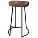 Carbon Loft Jannes Sculpted Solid Wood Seat Counter Stool with Wrought Iron Base with Foot Rest