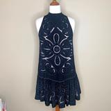 Free People Dresses | Free People Embroidered Lace Halter Mini Dress - S | Color: Black/Cream | Size: S
