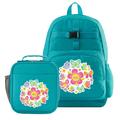 Personalized Fun Graphic Aqua Backpack & Lunchbox Set - Butterfly Wreath