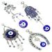 Set of 4 Blue Blue Evil Eye Wall Hanging Amulets Hamsa Hand Unique Keychains Good Luck Gifts -D