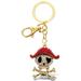 Aqua79 Pirate Skull Keychain - Gold 3D Sparkling Charm Rhinestones Fashionable Stylish Metal Alloy Durable Key Ring Bling Crystal Jewelry Accessory With Clasp For Keychain, Purse, Backpack and Handbag