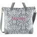 Personalized Gray Damask Embroidered Tote Bag - Name - Block