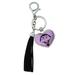 Sesame Street Count Face Chrome Plated Metal Heart Leather Tassel Keychain