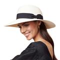 Pineapple&Star Paris Sun Beach Wide Brim Straw Hat Fine Braid UPF50+ for Women - Off-White - L