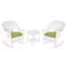 3Pc White Rocker Wicker Chair Set With Sage Green Cushion- Jeco Wholesale W00206R-B_2-RCES029