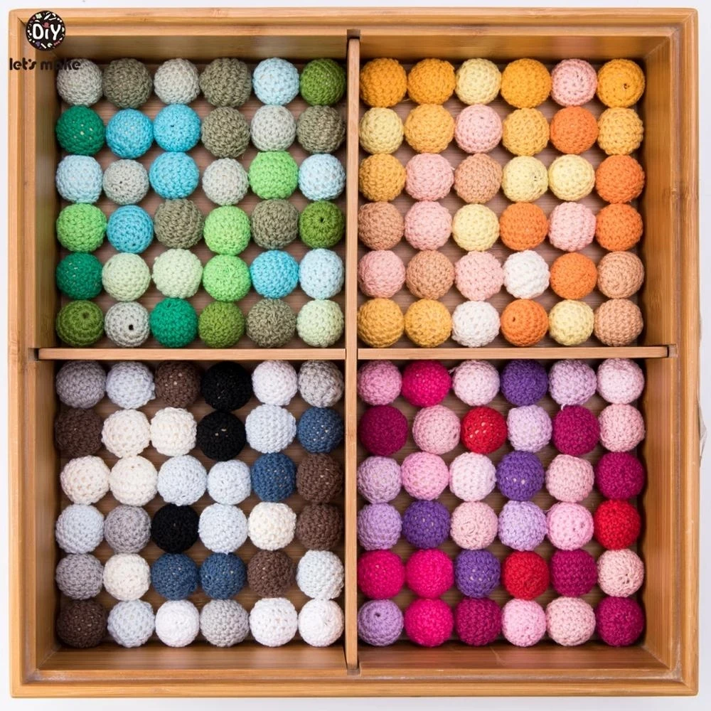 Faisons 20pc anneau de dentition en bois 16mm Crochet perles artisanat en bois bricolage perles pour sucette chaîne bébé hochet perle enfants bébé anneau de dentition