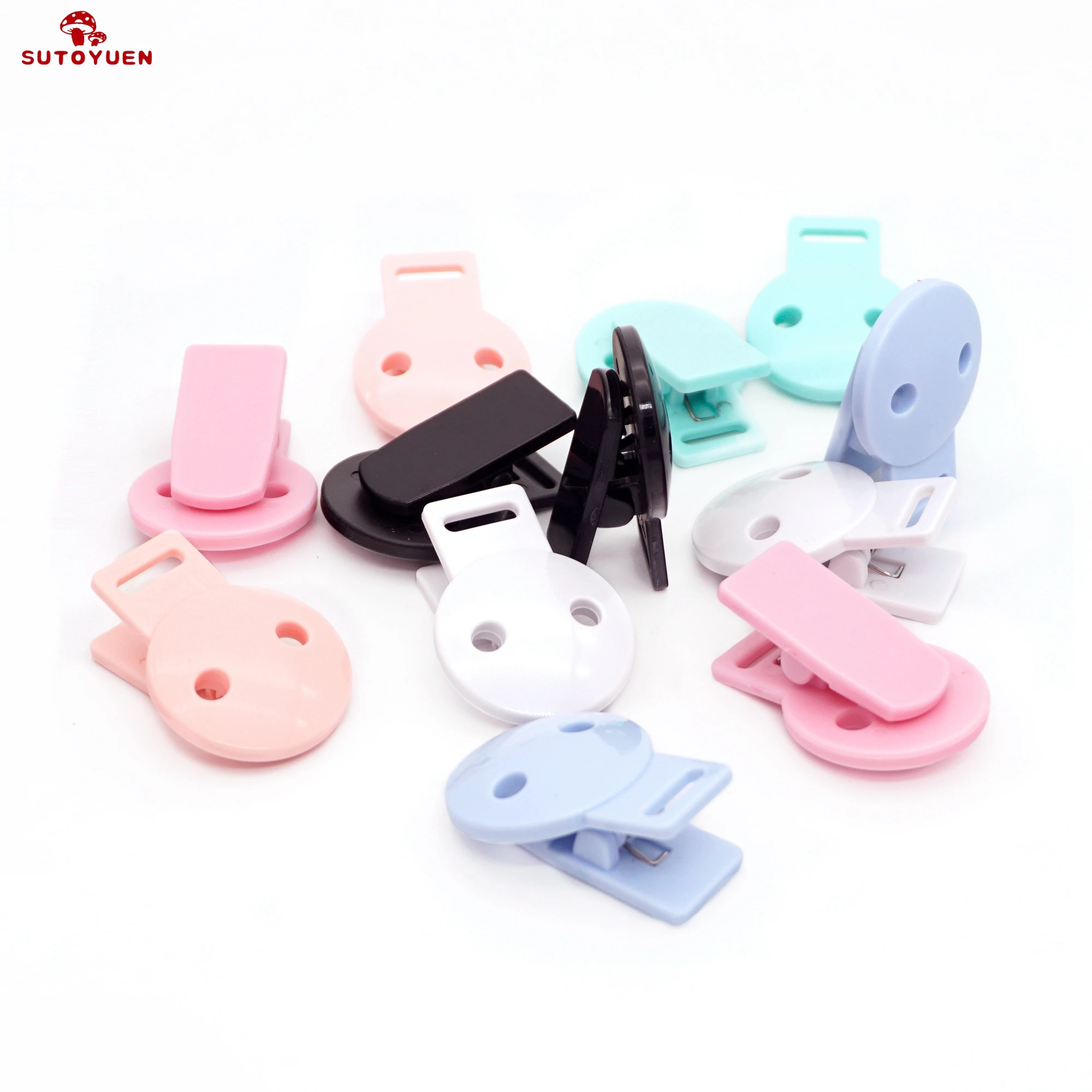 Sutoyuen 20 pièces tête ronde attache-sucette porte-sucette pour bricolage perles bébé factice chaîne en plastique sucette Clips bébé accessoires