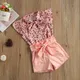 Ensemble 2 pièces de vêtements pour filles tenue d'été pour enfants imprimé floral à volants