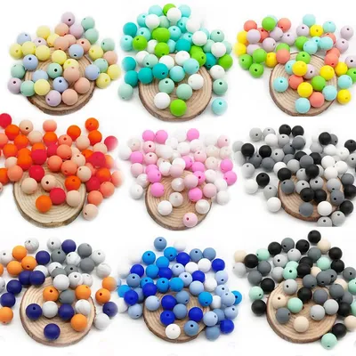 Cute-idea – perles de dentition en Silicone pour bébé 12mm 50 pièces de qualité alimentaire