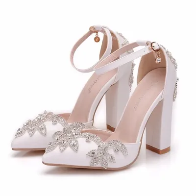 Sandales à strass blanches pour femmes chaussures à bouts pointus de 11CM plate-forme de luxe