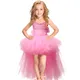 Robe tutu rose en tulle avec traîne et col en V pour fille tenue de Rh de fête d'anniversaire et