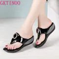 GKTINOO – chaussures d'été en cuir véritable pour femmes sandales de plage à semelle compensée