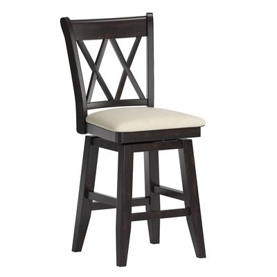 Eleanor Double X Back Wood Swivel Bar Stool by iNS...