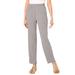 Plus Size Women's Straight-Leg Soft Knit Pant by Roaman's in Medium Heather Grey (Size L) Pull On Elastic Waist