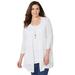 Plus Size Women's Shadow Stripe Cardigan by Catherines in White (Size 3XWP)
