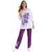 Plus Size Women's Floral Tee and Pant Set by Woman Within in Plum Purple Floral Placement (Size L)