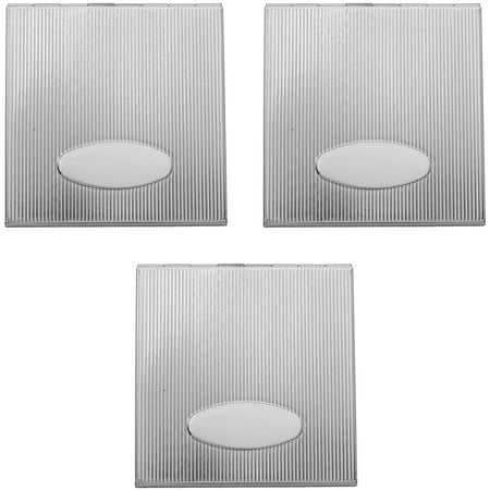 Set of 3 Engraveable Grooved Pattern Double Sided Magnifying Compact Mirrors (Silver Small Square)
