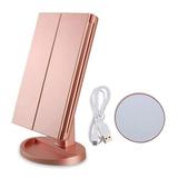 Magicfly Led Lighted Makeup Mirror 10X 3X 2X 1X Magnifying Mirror 21 LED Tri-Fold Vanity Mirror Touch Screen 180Â° Adjustable Stand Brightness Travel Beauty Mirror (Rose Gold)