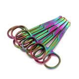 OdontoMed2011 Set of 5 Multi Titanium Color Rainbow Safety Nose Mustache Scissor 3.5 Curved Stainless Steel ODM