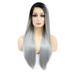 OneDor 24 Straight Kanekalon Futura Synthetic Hair 130% Density Lace Front Side Part Long Wig 2 Tone Dark Root With Heat Resistant Fiber for Women (Dark Root/Silver Grey)