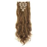 SAYFUT 24 Long Curly Wavy Full Head Clip in Synthetic Hair Extensions Double Weft 7 Pieces 16 Clips 160g Ash Blonde mixed Giner