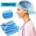 LNKOO 100 Pack 21 Disposable Nonwoven Bouffant Caps Hair Net for Hospital Salon Spa Catering and Dust-free Workspace (Blue)